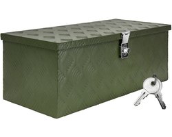 Disselbak, groene gereedschapskist, vrachtwagenbak, aluminium kist, aanhangerbak met deksel, afsluitbare aluminium kist, transportkist, gereedschapskist, aluminium opbergkist D050 Trucky