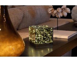 DistinQ LED kubus - sfeerverlichting - spiegelglas met infinity effect – 25 LED - kerstverlichting - lampen 15x15x15cm