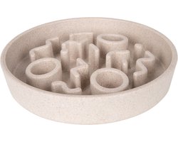 District 70 BAMBOO Slowfeeder - Stijlvolle anti-schrok voerbak voor katten – Merengue - Ø13 cm - Merengue Ø13 cm