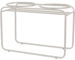 District 70 BUTLER - Verhoogde Voerbakstandaard - Handgemaakt van staal - Beige - Large 50,5 x 23 x 36,5 cm