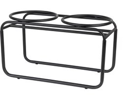 District 70 BUTLER - Verhoogde Voerbakstandaard - Handgemaakt van staal - Zwart - Medium 42 x 20 x 24 cm