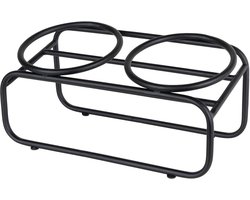 District 70 BUTLER - Verhoogde Voerbakstandaard voor Katten - Handgemaakt van staal - Zwart - 30 x 14 x 12,5 cm