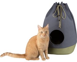 District 70 CASA - Opvouwbaar Katoenen Kattenhuis inclusief Kussentje - Mosgroen - 45 x 45 x 60 cm