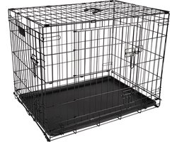 District 70 CRATE - Metalen Hondenbench - Opvouwbaar - 2-deurs Zwart - L - 93 x 62 x 68 cm