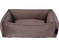 District 70 SHIMMER - Luxe Velours Kattenmand - Afritsbare en wasbare hoes - Kleur: Taupe, Maat: Small - 60 x 44 x 15 cm