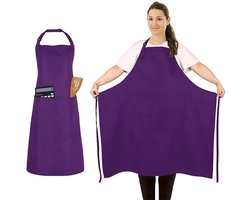 Dit paarse, eendelige schort met twee zakken is unisex en verstelbaar, en geschikt voor restaurants, barbecues, keukens, winkels, pubs, bars, cafés en andere soortgelijke gelegenheden.