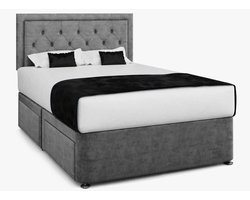 Divan Bed - Boxspring Bed - Comfortabel Slapen - Chesterfield Design - Kingsize 200x150 - Grijs