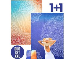 Diveblues® Duo Voordeel Pack - Extra Groot 145 x 200 XXL Formaat - Premium 200 grams Microvezel - UltraSoft en Sneldrogend - Bespaar Ruimte in je Koffer - Inclusief TravelBag