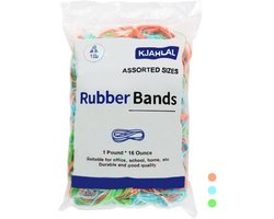 Diverse Rubber Bands in Assorted Sizes en Kleuren - 1 Pond