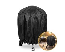 DIVERZA BBQ Hoes Rond – Waterdicht & UV-bestendig Grill Cover – Geschikt voor Barbecues van 80 tot 185 cm diameter en 105cm hoog – Elastisch Koord – Zwart