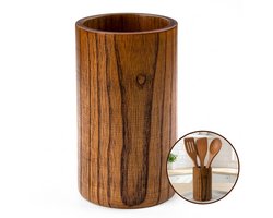 DIVERZA Houten Keukengerei Houder – Spatelpot van Hout – Spatelhouder voor Aanrecht – Bestekhouder & Organizer Keuken – 15 cm