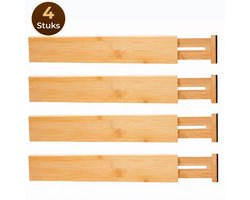 DIVERZA Ladeverdeler – Lade Organizer – Houten organizer – Uitschuifbaar – Hout – Set van 4