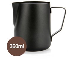 DIVERZA Melkkan 350ml – Melkkannetje Opschuim – Zwart – Melkopschuimkan – Melkkan – Barista – RVS