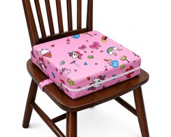 DIVERZA Stoelverhoger – Zitkussen Tafel – Verhoogkussen – 9 cm hoog – Stoelverhoger voor kinderen – Zitverhoger – Stoelverhoger eettafel – Peuter – Roze