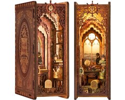 DIY Book Nook Kit Boekenplank Insert,DIY Poppenhuis Boekenplank Decor met Meubels en Accessoires,3D Puzzel Houten Boekensteunen,Eeuwige boekhandel (BK02)