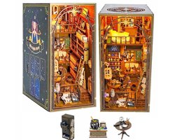 DIY Book Nook Kit-DIY Magic Book Nook Kit- Mira Magisch huis-DIY miniatuur poppen huis- met LED-licht en meubels - doe-het-zelf houten poppenhuis kit -puzzel huis model bouwsets, thuis, boekenplank decor