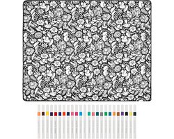 DIY-inkleurdeken-set - 150×125cm - kleurdeken - Grote teken-deken - met stiften - Wasbaar creatief kleed – DIY-inkleurdeken voor volwassenen & kinderen – Decoratieve plaid voor bank of bed