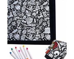 DIY Kleurdeken voor Volwassenen met 24 Stiften – Wasbaar Fluweel Zacht – Creatief Cadeau voor Thuisdecoratie – Geschikt voor Kinderen en Groepen(Bloem F)