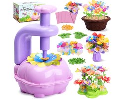 DIY Kunstbloemen Knutselset - Bloemen Knutselset Kinderen - Paarse Bloemenpers - Meerdere Accessoires - Herbruikbare Bloemonderdelen - Handige Opbergruimte - Voor Kinderen Vanaf 4 Jaar, Creatief Spelen en Knutselen Thuis