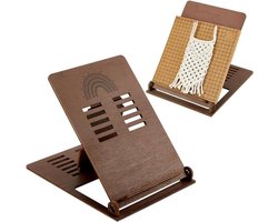 DIY Macramé set inclusief houten rek voor handwerkkamer, verstelbaar in hoogte, 27,2 x 20,5 cm, bruin.