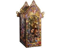 DIY Magic Book Nook Kit- magische koningin- met Led lamp & muziek doos- houten modelbouw- DIY miniatuur poppen huis- met LED-licht en meubels - doe-het-zelf houten poppenhuis kit -puzzel huis model bouwsets, thuis, boekenplank decor