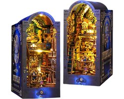 DIY Magic Book Nook Kit-met mooziekdoos & Sensor - houten modelbouw- DIY miniatuur poppen huis- met LED-licht en meubels - doe-het-zelf houten poppenhuis kit -puzzel huis model bouwsets, thuis, boekenplank decor- interstellaire verkenning