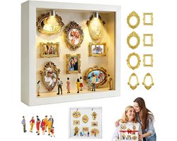 DIY Mini Museum Silhouet Doos | Vintage Museum Van Ons Foto Herinneringsset | 8 Mini Gouden Fotolijstjes | 8 Willekeurige Figuren | Wit | Betekenisvol Cadeau Voor Valentijnsdag En Speciale Gelegenheden | Cyslmuk®