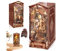 DIY Miniatuur Houten Puzzel - 3D Houten Puzzel Boekensteun - Bruin Multicolor - 25.4x17x11.4cm - DIY Magische Thema Set - Boekenplank Decoratie - Creatief Geschenk