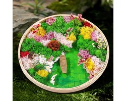 DIY Mos-schilderset - Ronde Bamboe Lijst - Mini Tuinset - Decoratie