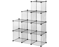 DIY Opbergrek Stalen Rek Schoenenrek Ruimtebesparend Geschikt voor Woonkamer, Slaapkamer 35x35x35 cm (Enkele Eenheid) 109 x 37 x 109 cm (Totale Afmetingen) Zwart Metaal