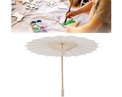 DIY Papieren Parasol - Witte Papieren Parasol - Houten Parasol Botten - Meerdere voor Strand Fotografie en Kunst Decor (28CM)