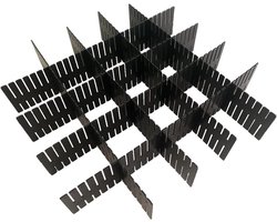 DIY Plastic Vak Organizer - Verstelbare Vakken voor Huis, Socken, Ondergoed, Kantoor, School, en Keukengereedschap (Zwart) - Set van 8