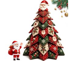 DIY Quilted Christmas Tree Kit - Met Instructies - 3D Stoffen Patchwork Knutselset - Handgemaakte Tafeldecoratie - Gelaagd Gewatteerd Naaiornament- Voor Volwassenen & Beginners - Creatief & Ontspannend - Uniek Kerstcadeau - Stijlvolle Kerstversiering