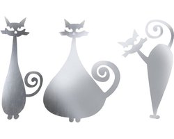 DIY Spiegel Muurstickers Cartoon Kat Vorm Decals voor Huis Woonkamer Slaapkamer Zilver DIY