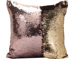 DIY tweekleurige glitter-pailletten Sierkussenhoes Omkeerbare pailletten Magische kleurveranderende kussensloop, maat: 40 * 40cm (champagne + goud)