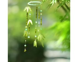 DIY Windgong van bamboebladeren: frisse groene bamboe windgong voor balkon- en kamerdecoratie