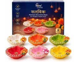 Diya set van 5 - kleurrijk - traditionele decoratie - perfect voor Diwali - ServiceTopper