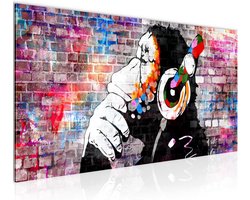 DJ Aap met Koptelefoon Schilderij - Modern Fleece Wanddecoratie voor Huiskamer