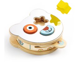 Djeco baby speelgoed BabyBoomi houten vormendoos met spiegel.