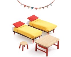 Djeco Poppenhuis Kinderkamer - Meubeltjes Slaapkamer voor Mon Petit Home