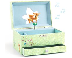 DJECO WONDERMOOIE MUZIEKDOOS - LIEDJE VAN HET HERTENJONG een mooi juwelendoosje met schuifje om al je kleine spulletjes in te bewaren.   Open het deksel en het kleine hertje gaat dansen op de tonen van Johann Strauss.