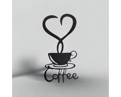 Djemzy - coffee- wanddecoratie woonkamer - wanddecoratie slaapkamer - keuken- wandversiering - muurversiering - wandpaneel - wall art - hout - zwart - eten - drinken - MDF 6 mm