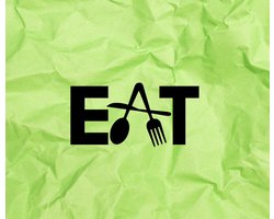 Djemzy - EAT met bestek - 3-delig- wanddecoratie woonkamer - wanddecoratie slaapkamer - keuken - wandversiering - muurversiering - wandpaneel - wall art - housewarming cadeau - hout - zwart - eten - tekst - MDF 6 mm