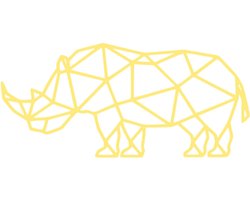 Djemzy - Geometrische neushoorn- wanddecoratie woonkamer - wanddecoratie slaapkamer - wandversiering - muurversiering - wandpaneel - wall art - hout - goud - dieren - geometrische wanddecoratie - MDF 6 mm