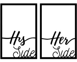 Djemzy - his side - her side - 2-delig- wanddecoratie woonkamer - wanddecoratie slaapkamer - huwelijkscadeau - wandversiering - muurversiering - wandpaneel - wall art - housewarming cadeau - hout - zwart - liefde - love - stelletje - MDF 6 mm