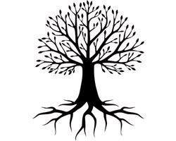 Djemzy - Levensboom met wortels - groot - wanddecoratie woonkamer - wanddecoratie slaapkamer - wandversiering - muurversiering - wandpaneel - wall art - hout - zwart - planten - MDF 6 mm