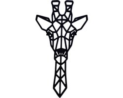 Djemzy - muurdecoratie woonkamer - geometrische wanddecoratie - wanddecoratie - dieren - hout - geometrische giraf - zwart - 6 mm mdf