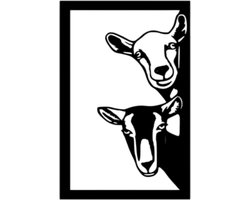 Djemzy - raamdecoratie woonkamer/slaapkamer - raamscherm - raamluik - vensterbank decoratie - hout - zwart - dieren - Raampaneel geiten - raamdecoratie op voet - ornament op voet voor binnen - ornament vensterbank - MDF 6 mm