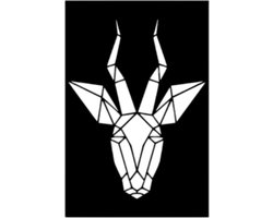 Djemzy - raamdecoratie woonkamer/slaapkamer - raamscherm - raamluik - vensterbank decoratie - hout - zwart - dieren - Raampaneel geometrisch bok op plaat - raamdecoratie op voet - ornament op voet voor binnen - ornament vensterbank - MDF 6 mm