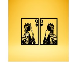 Djemzy - raamdecoratie woonkamer/slaapkamer - raamscherm - raamluik - vensterbank decoratie - hout - zwart - liefde - gay - Raampaneel queen and queen - 2-delig - raamdecoratie op voet - ornament op voet voor binnen - ornament vensterbank - MDF 6 mm